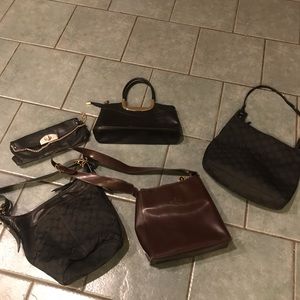 Lot of purses, Gucci, Paolo Massi, Kate Spade